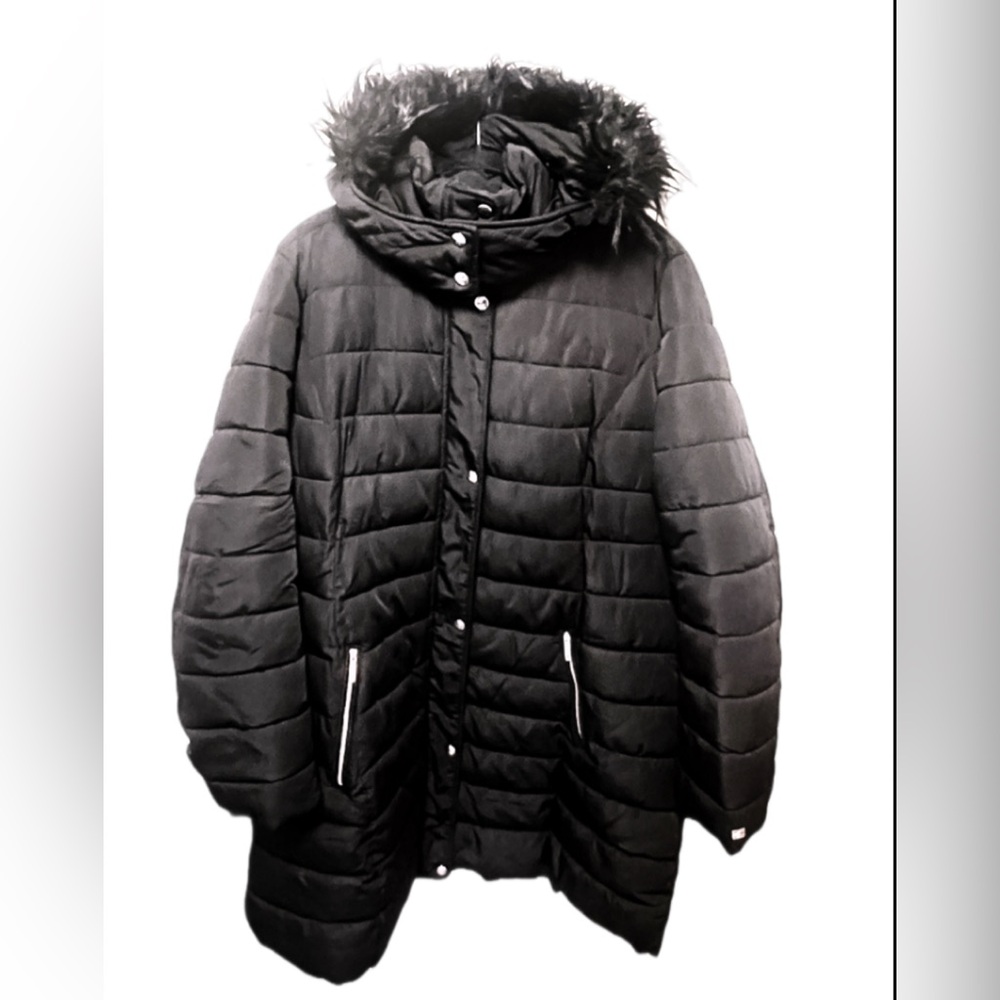 Tommy Hilfiger Faux Fur Trim Hooded Jacket Black Plus Size 2X Offers Welcome!